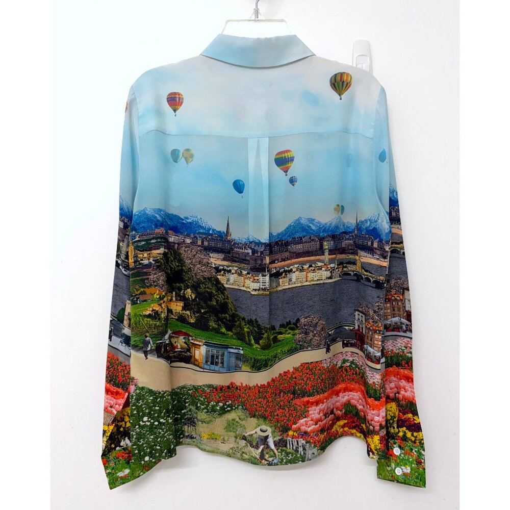 Alice + Olivia Willa Eiffel Tower Emily in Paris Shirt Blouse Silk Floral XS - Picture 10 of 16